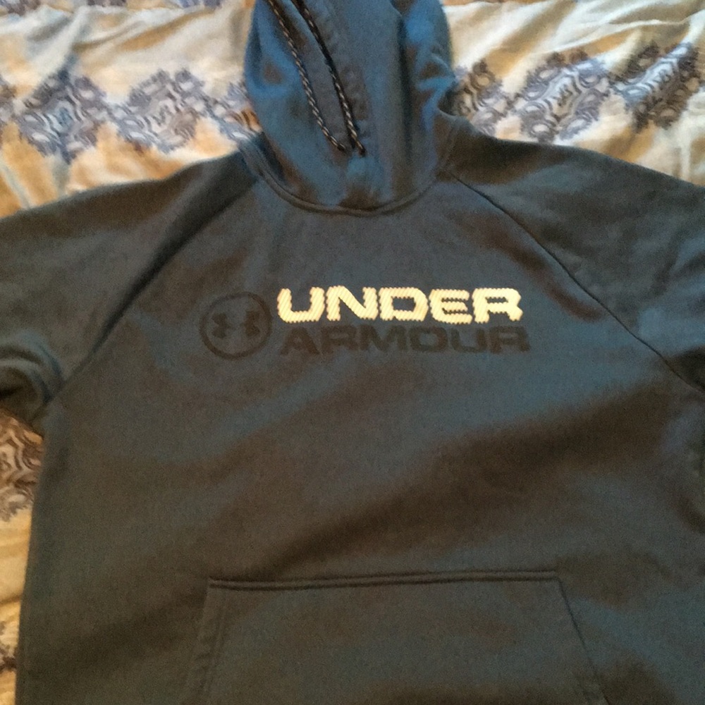 Under Armour Waterproof Blue Teal Hoodie Jacket Men Mens Hooded Sweatshirt